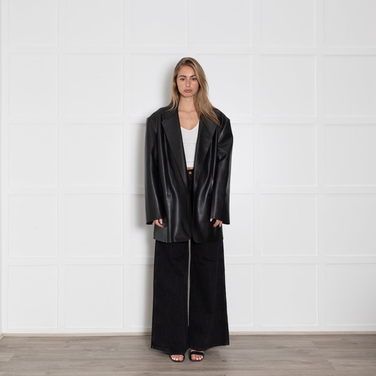 Norma Kamali Faux Leather Blazer