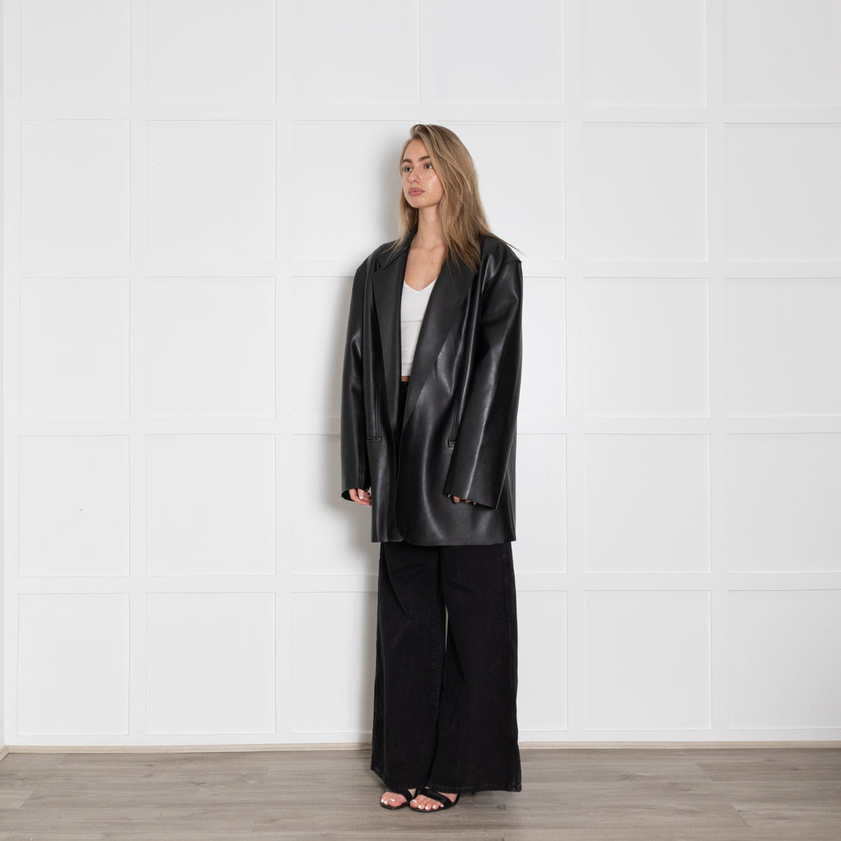 Norma Kamali Faux Leather Blazer