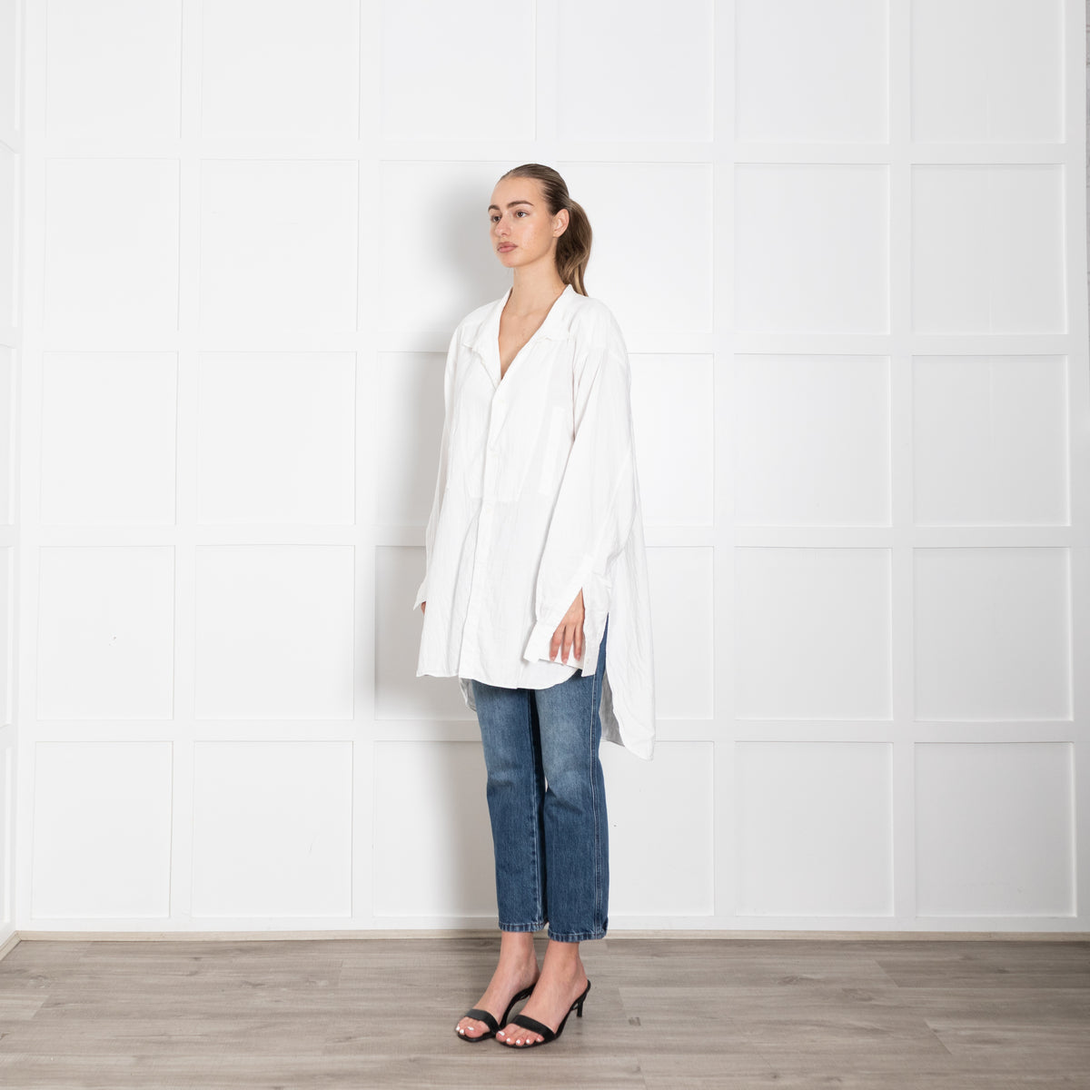 Loewe White Cotton Asymmetric Long Line Shirt