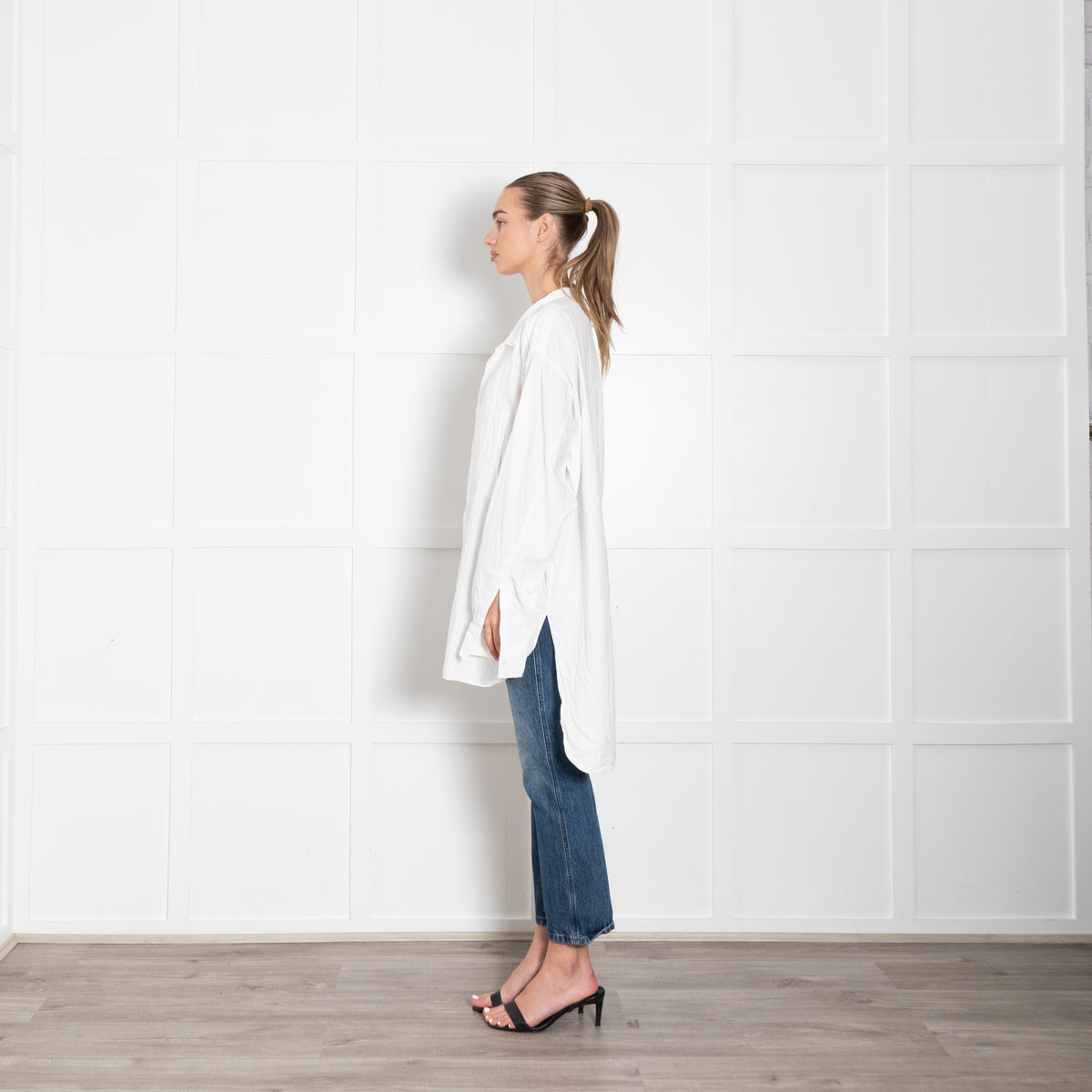 Loewe White Cotton Asymmetric Long Line Shirt