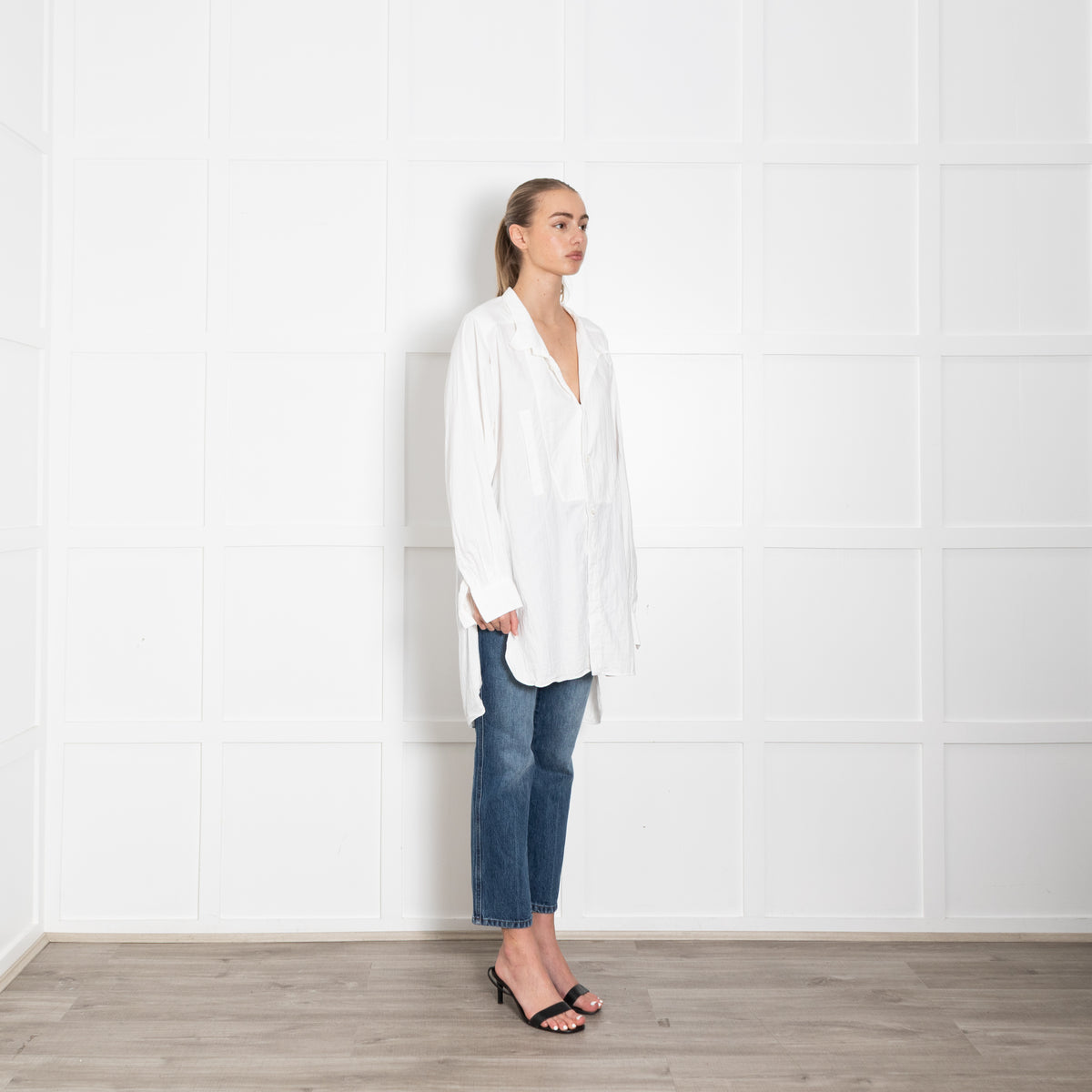 Loewe White Cotton Asymmetric Long Line Shirt