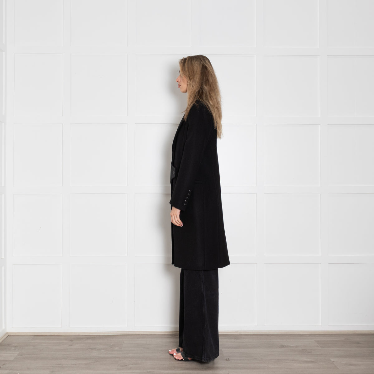 Pierre Balmain Black Coat With Satin Lapels