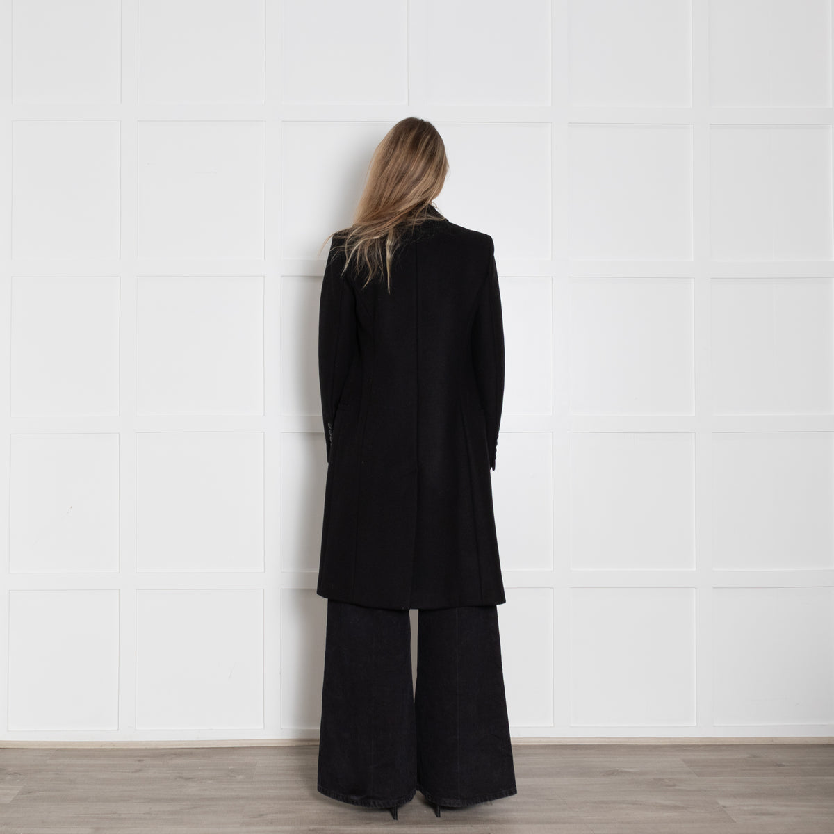 Pierre Balmain Black Coat With Satin Lapels