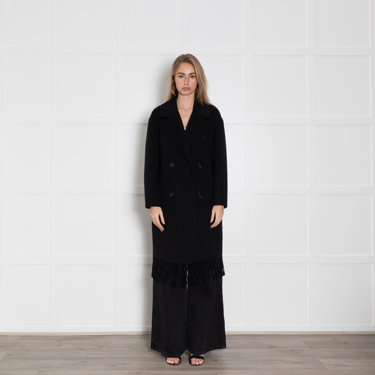 'S Max Mara America Fringe Virgin Wool Coat