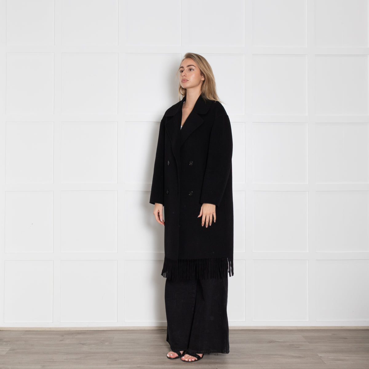 'S Max Mara America Fringe Virgin Wool Coat