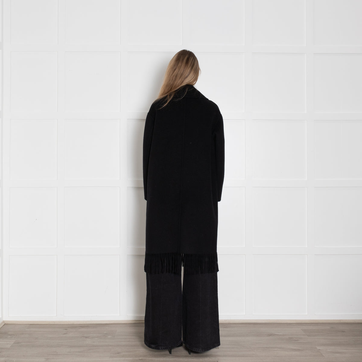 'S Max Mara America Fringe Virgin Wool Coat