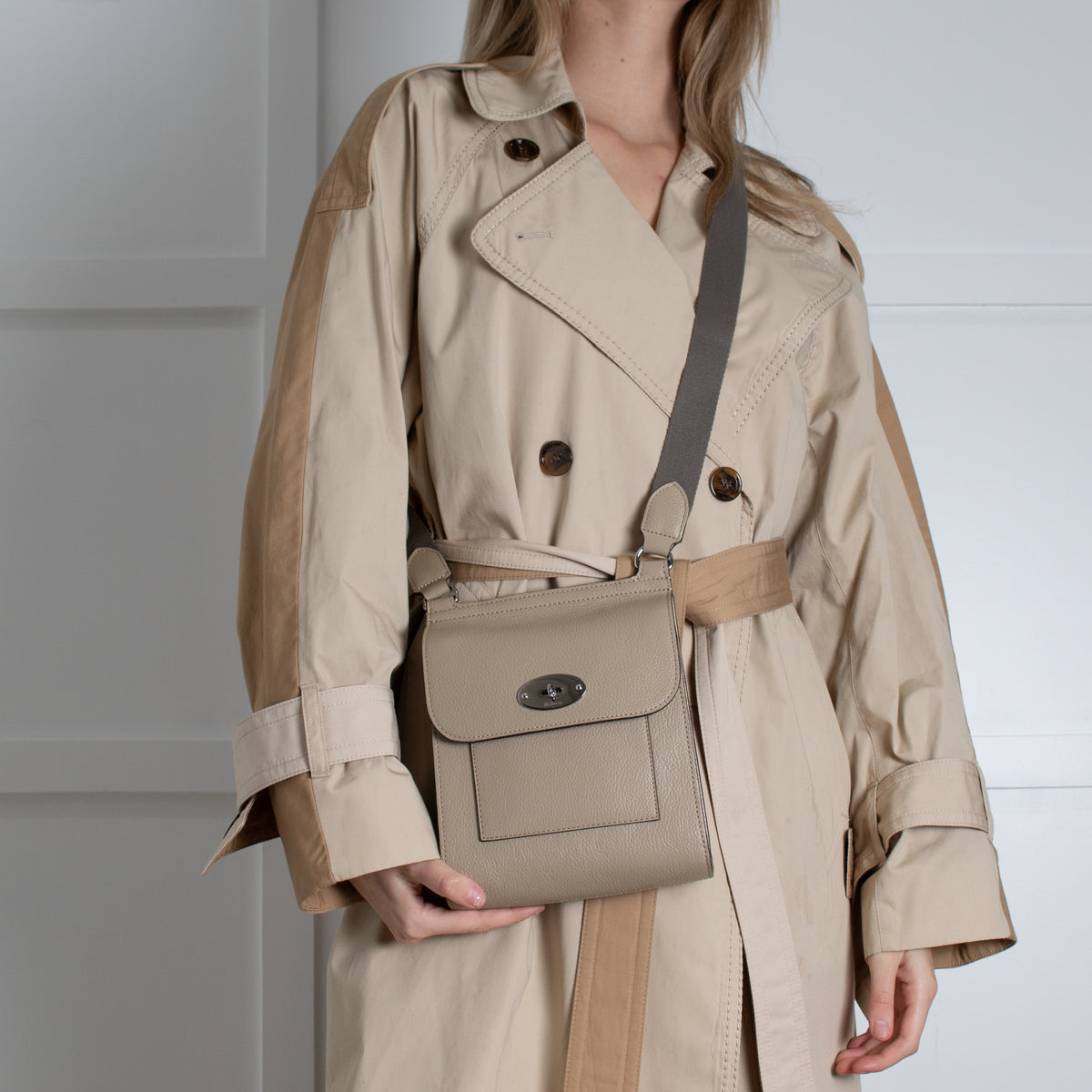 Mulberry Antony Small Taupe Crossbody Bag