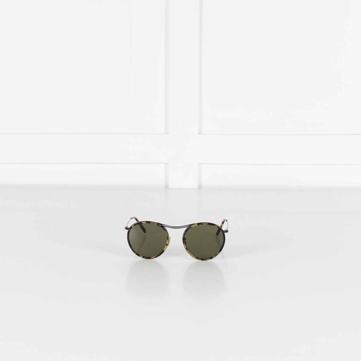 Oliver Peoples Green Tort Round Sunglasses