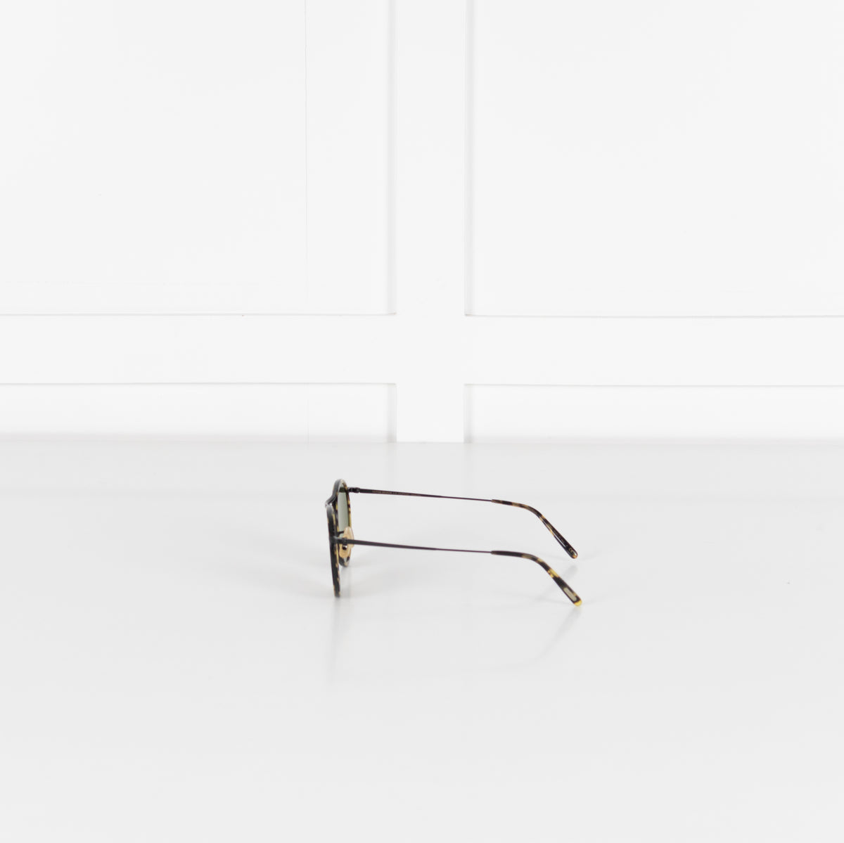 Oliver Peoples Green Tort Round Sunglasses