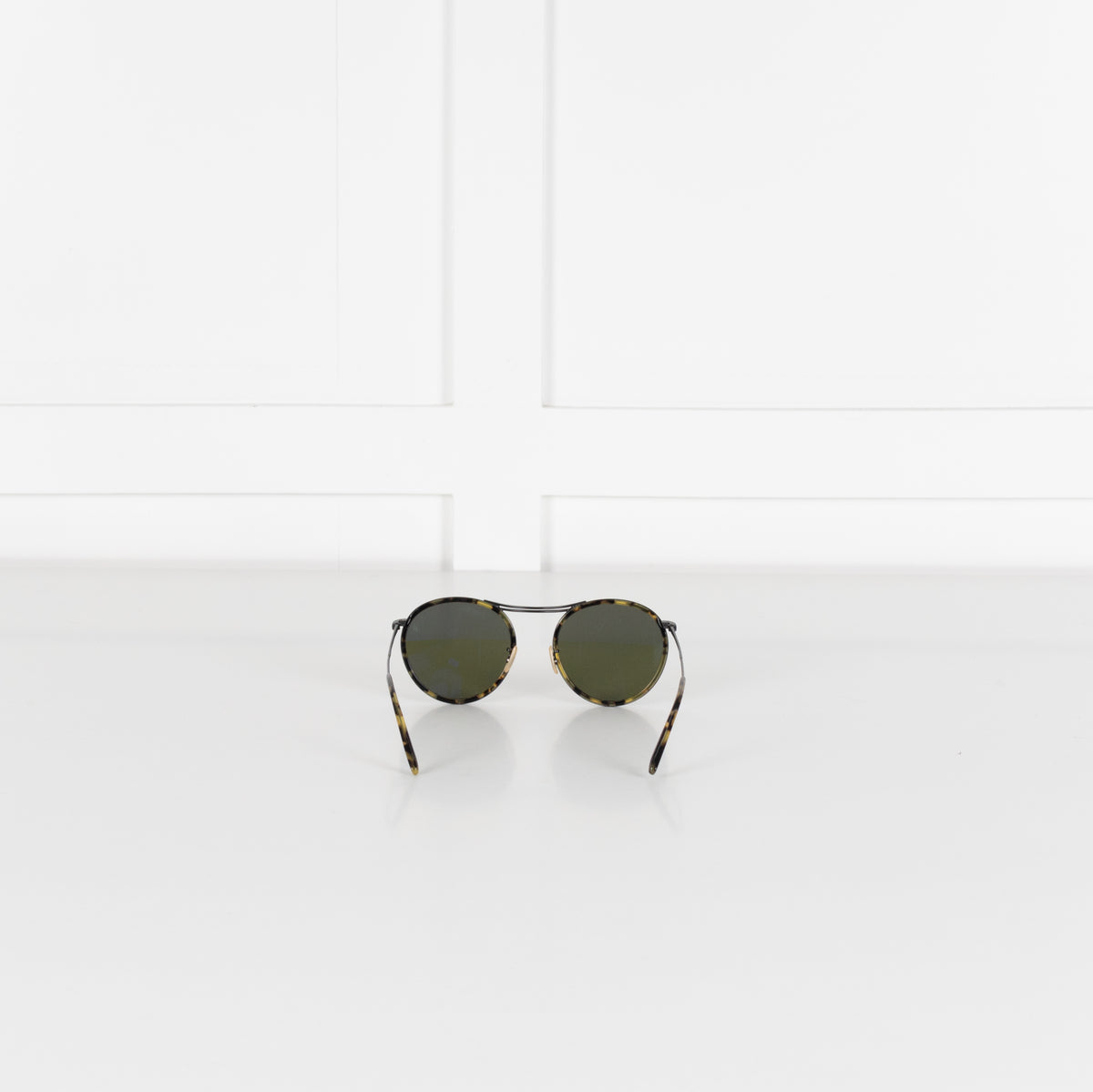 Oliver Peoples Green Tort Round Sunglasses