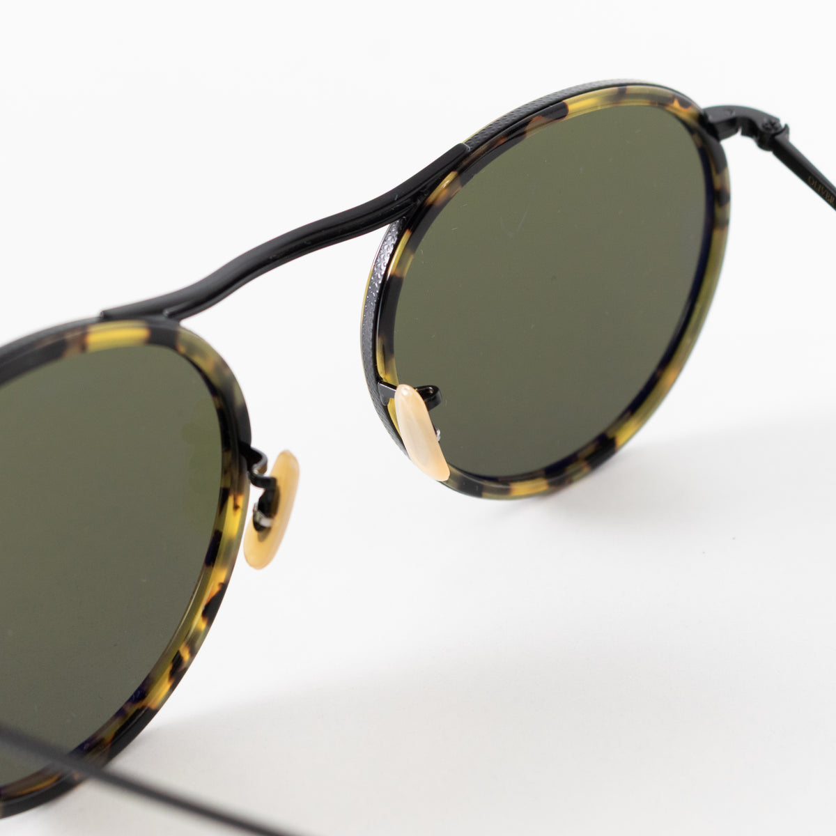 Oliver Peoples Green Tort Round Sunglasses