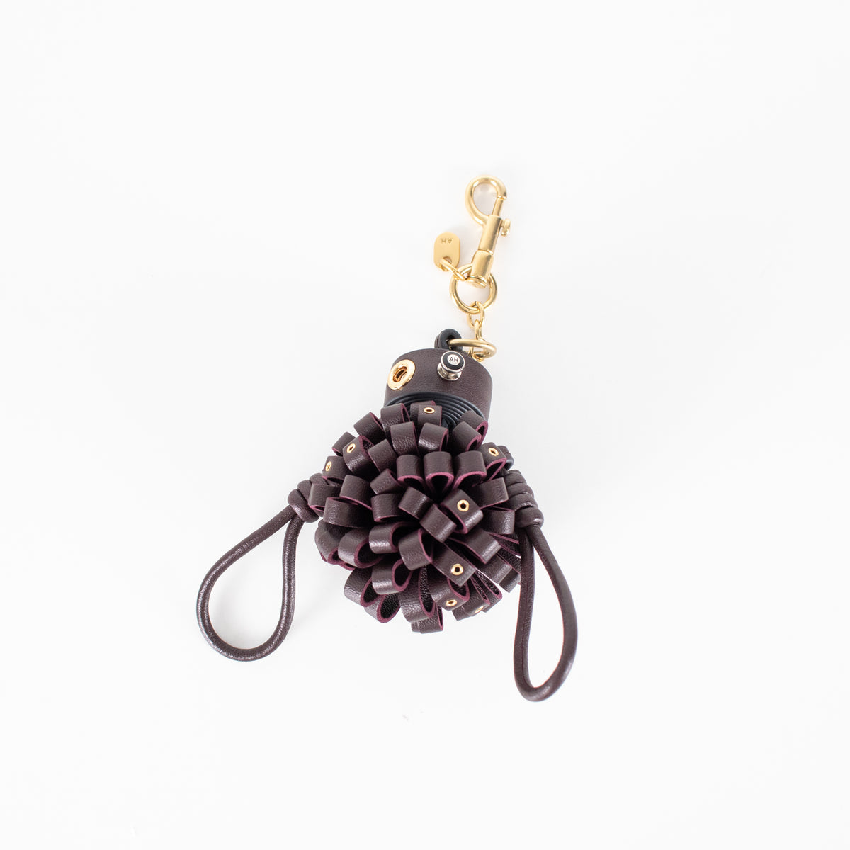Anya Hindmarch Charm Character Burgundy Round Robot Keyring