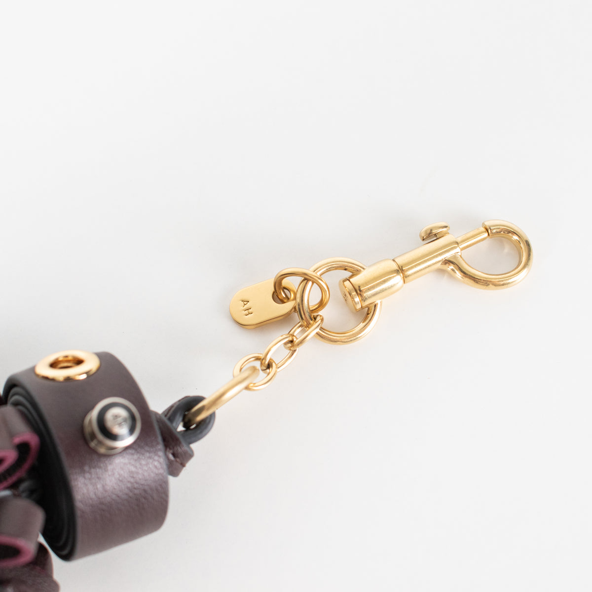 Anya Hindmarch Charm Character Burgundy Round Robot Keyring