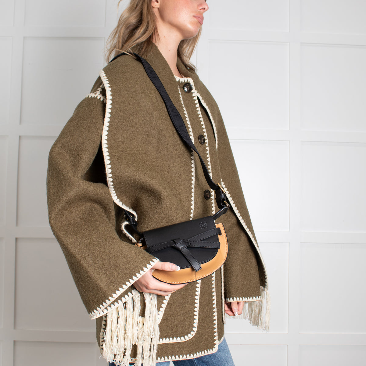 Loewe Tan Black Dual Leather Gate Mini Cross-Body Bag