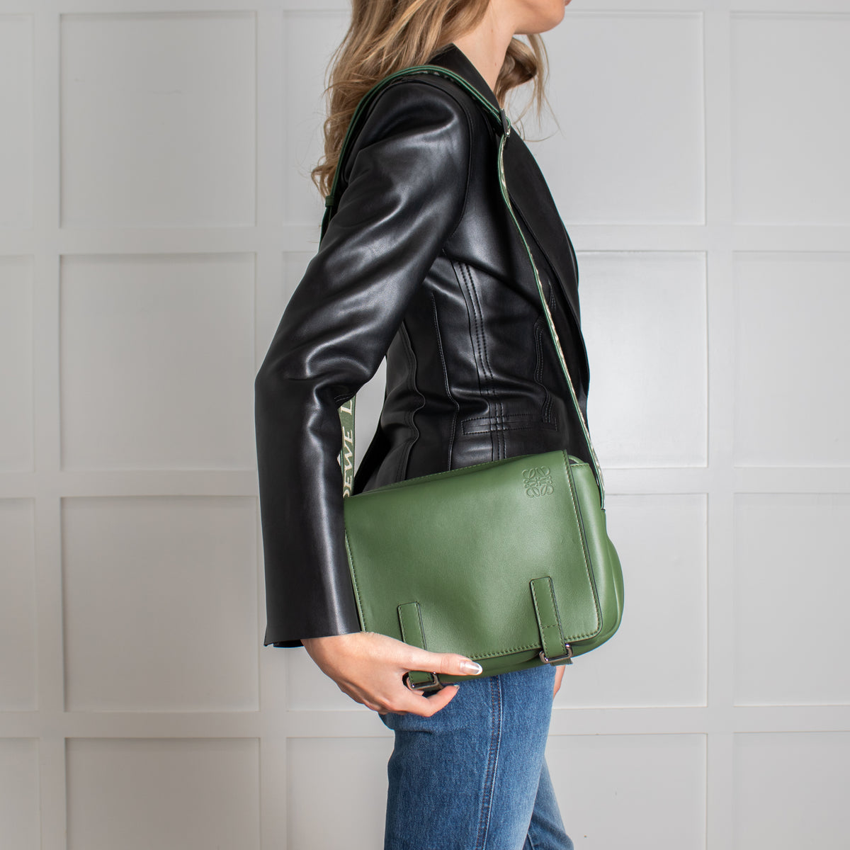 Loewe Green Leather Xs Military Messenger Bag