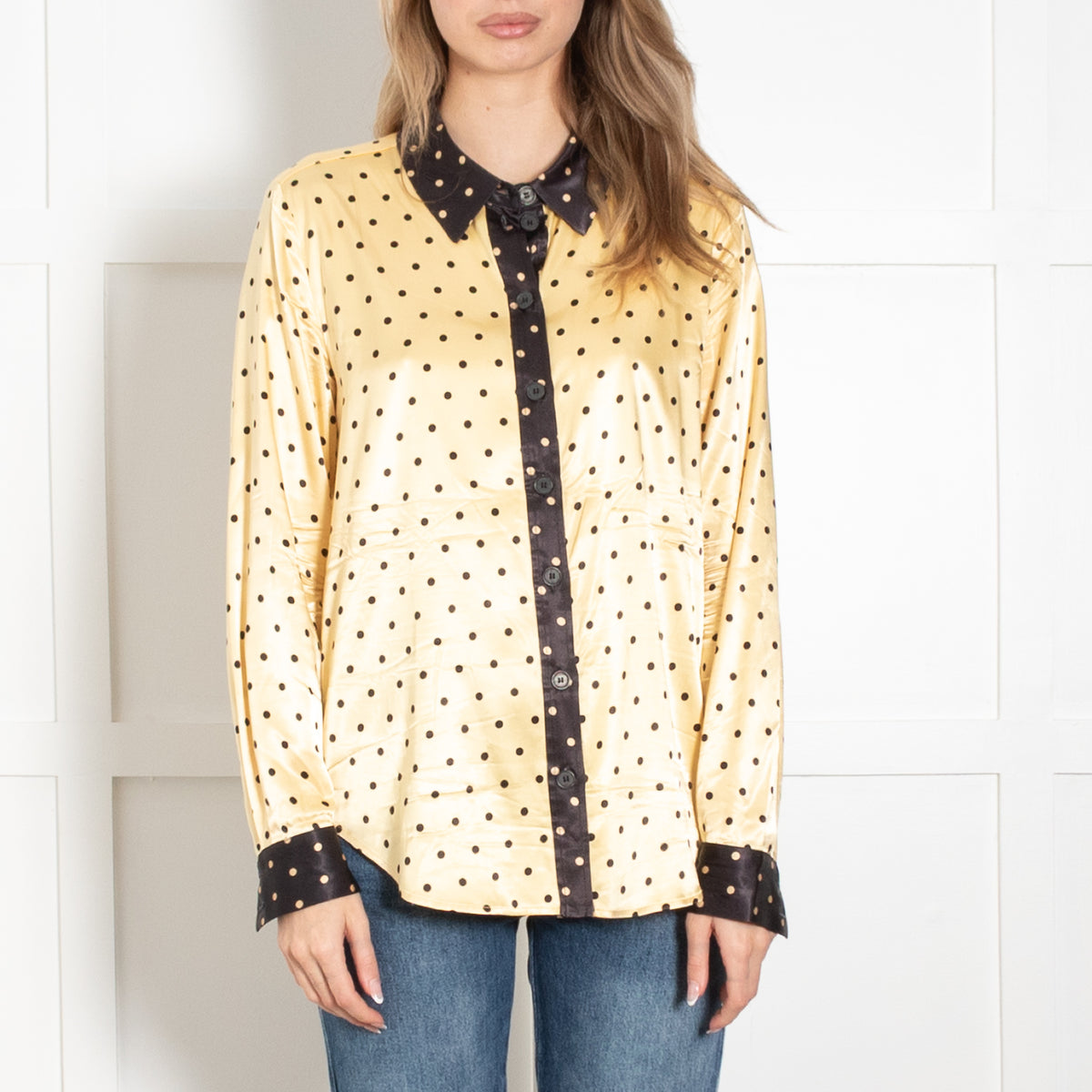Stine Goya Maxwell Yellow And Black Polka Dot Shirt