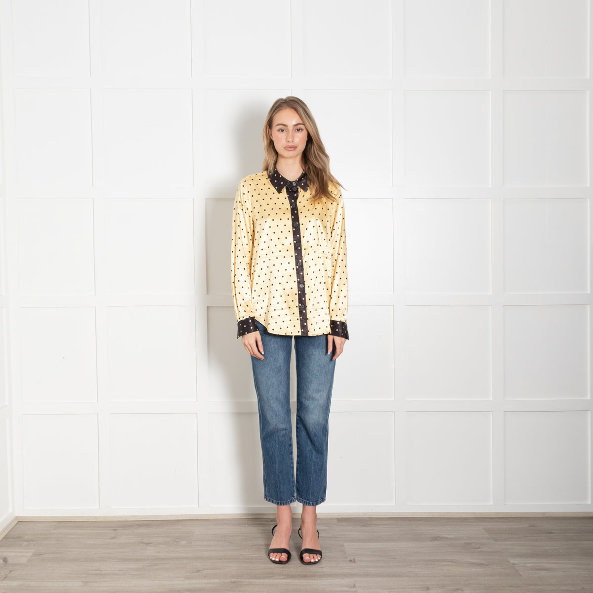 Stine Goya Maxwell Yellow And Black Polka Dot Shirt