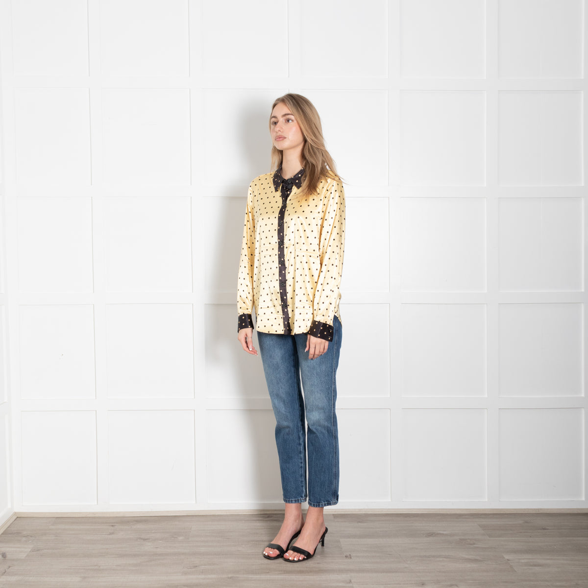 Stine Goya Maxwell Yellow And Black Polka Dot Shirt