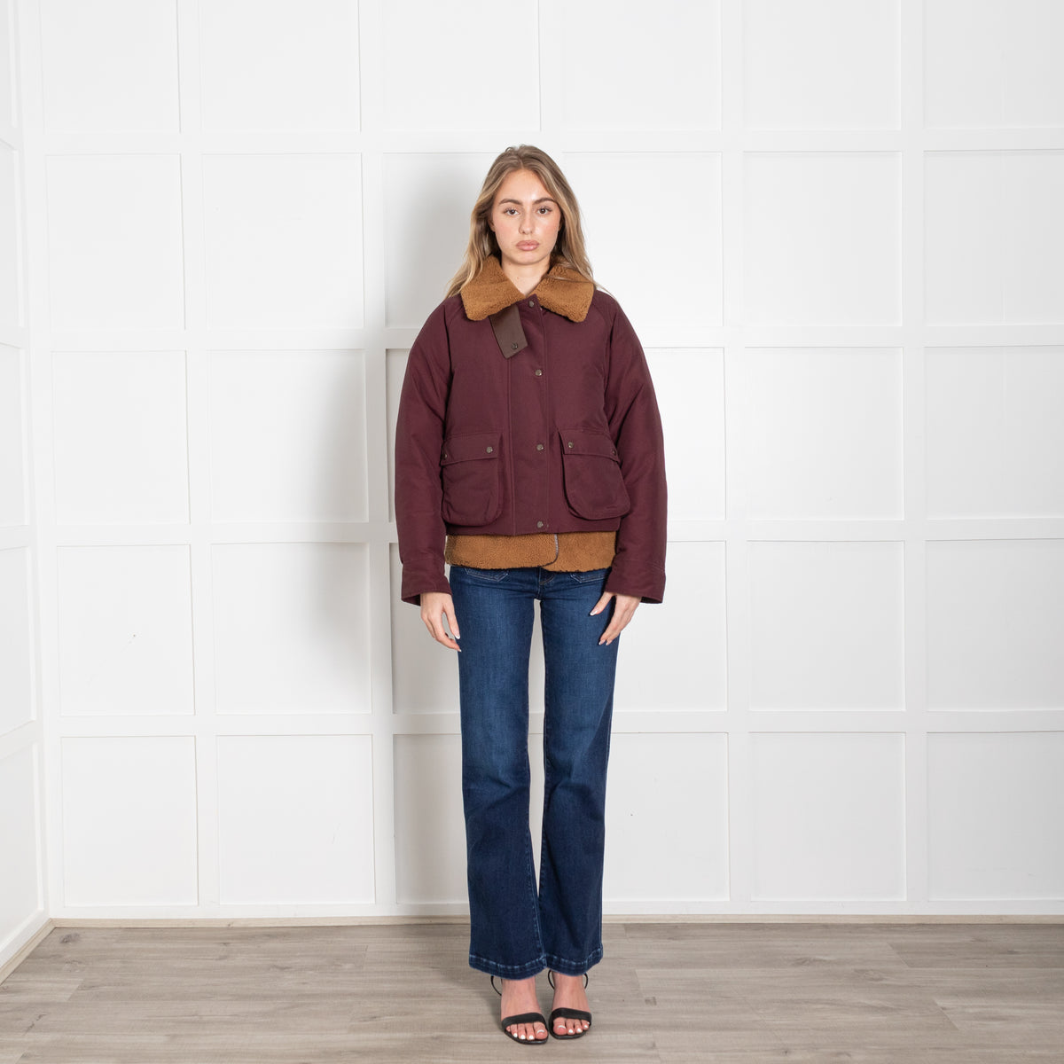 Loewe Burgundy Shearling Detachable Vest Puffer Jacket