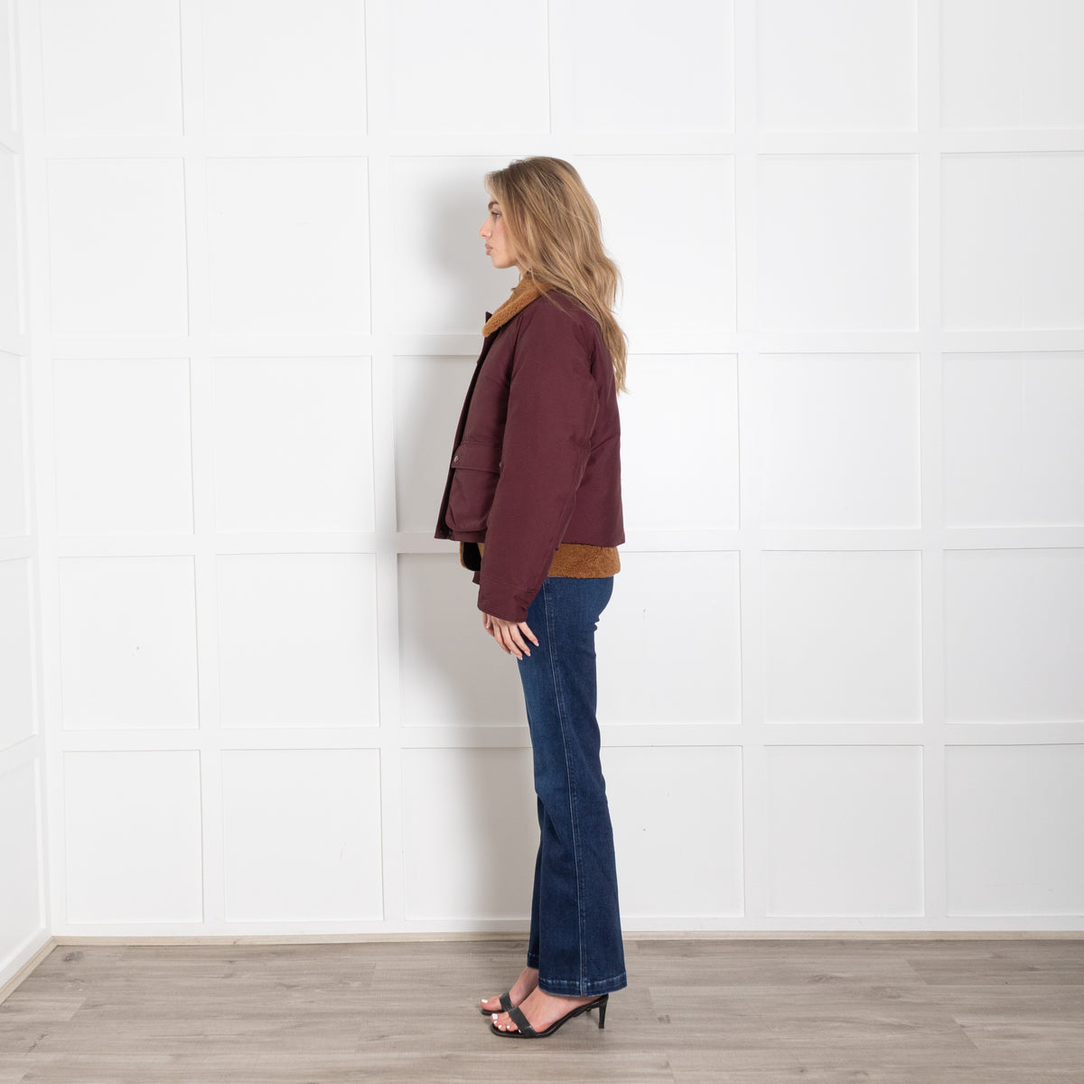 Loewe Burgundy Shearling Detachable Vest Puffer Jacket