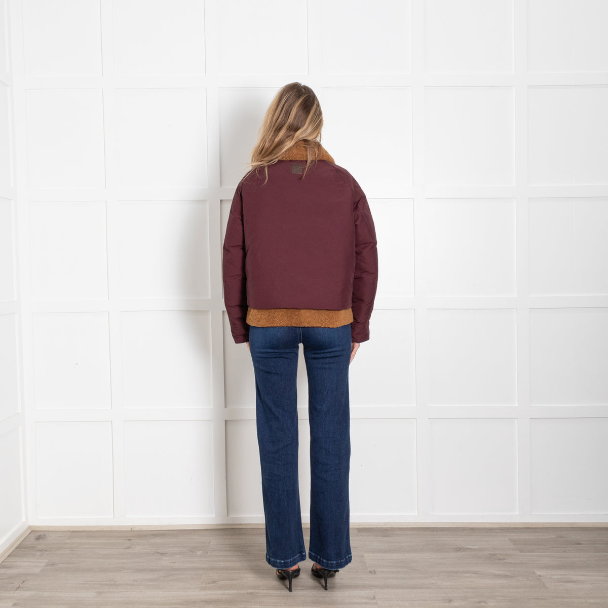 Loewe Burgundy Shearling Detachable Vest Puffer Jacket