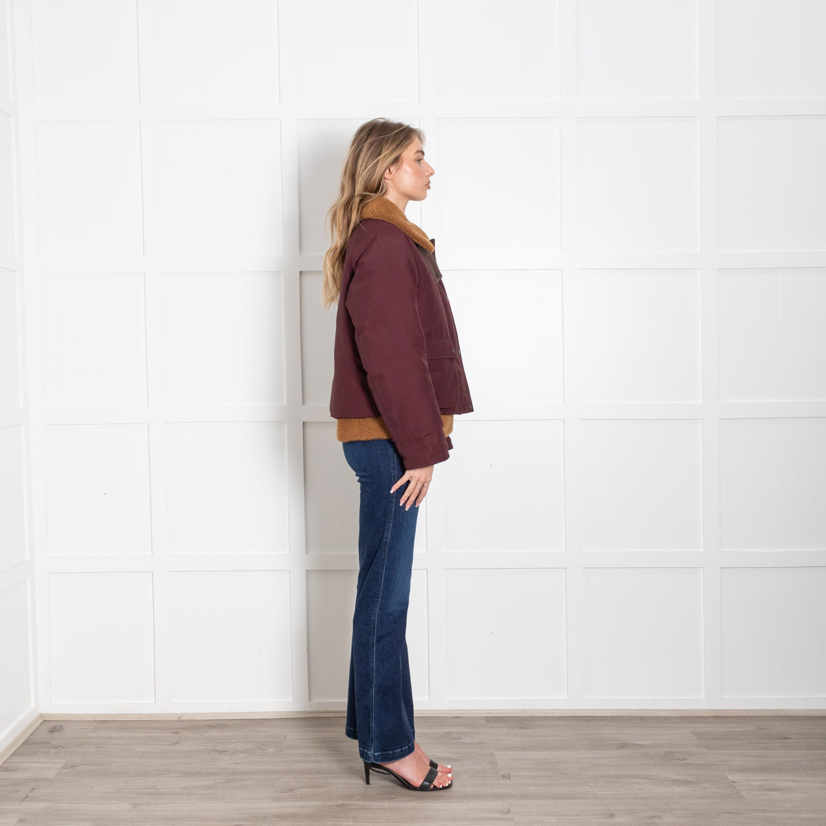 Loewe Burgundy Shearling Detachable Vest Puffer Jacket