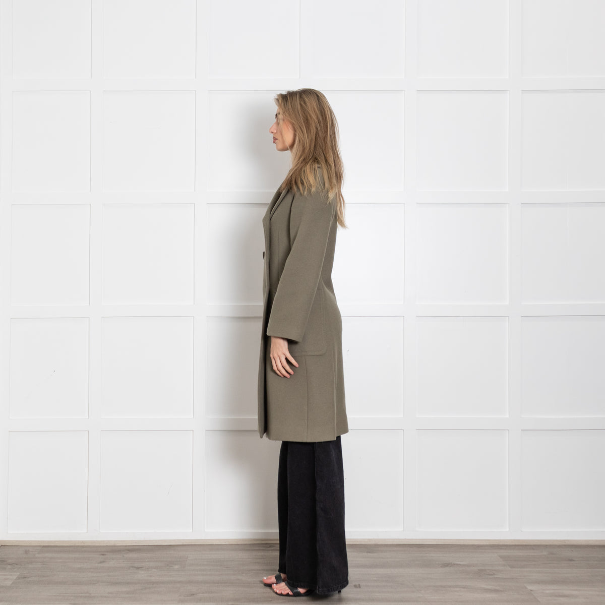 See By Chloe Smoky Khaki Double Breasted Wool Mix Coat