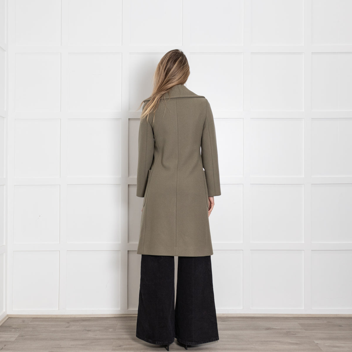 See By Chloe Smoky Khaki Double Breasted Wool Mix Coat