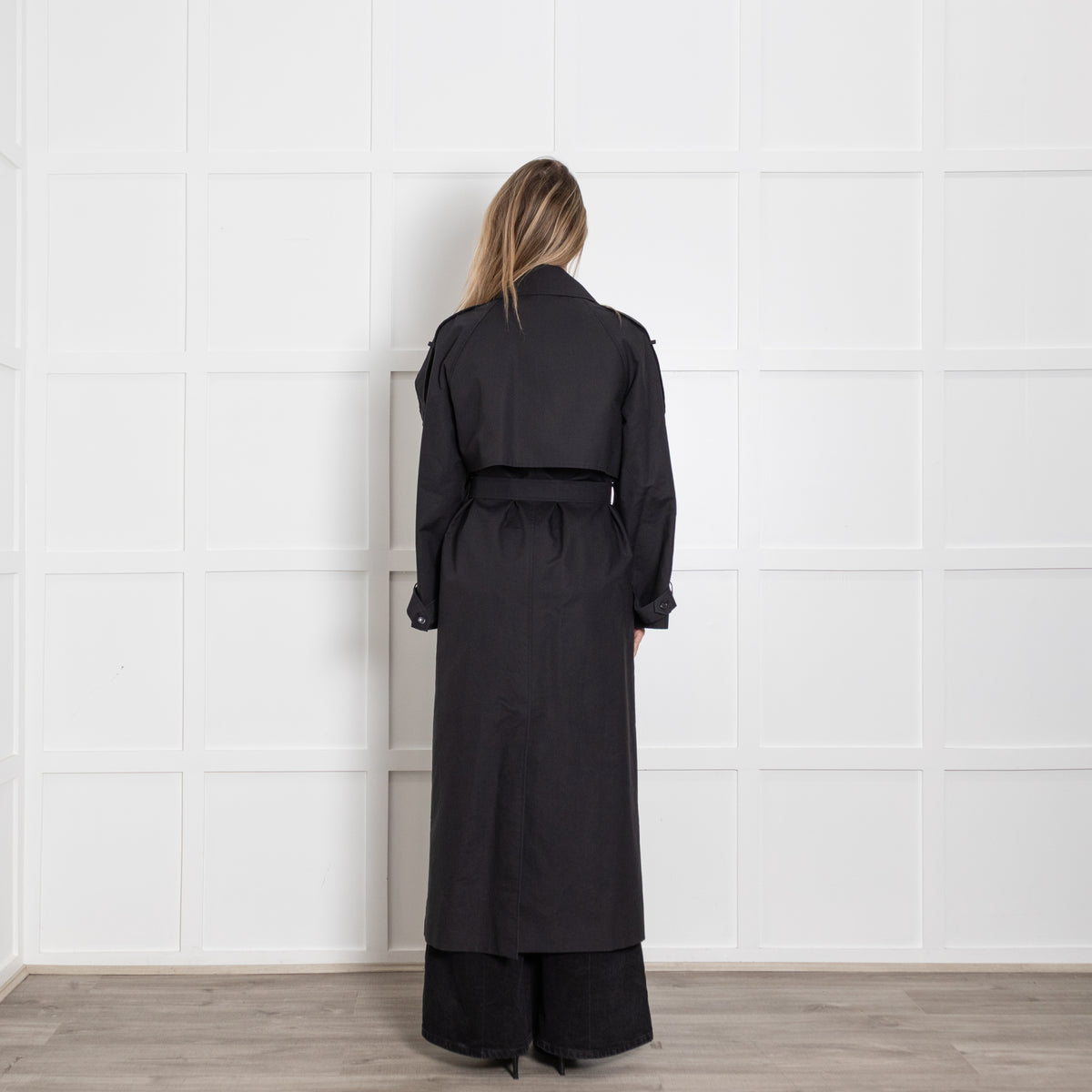 The Frankie Shop Black Trench Coat With Belt