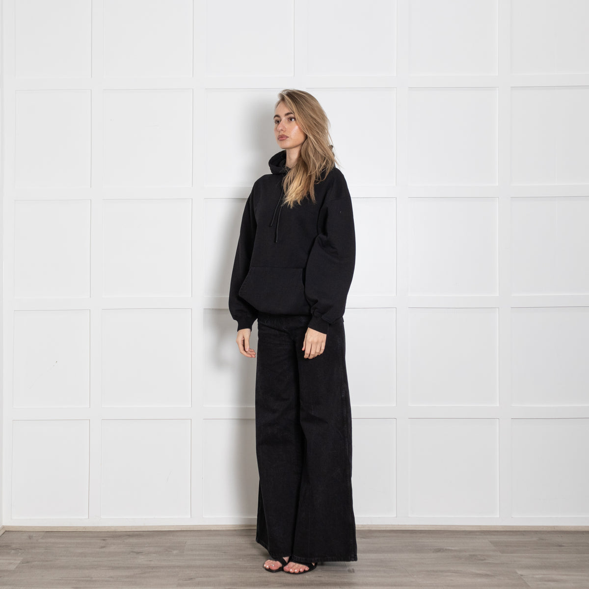 Balenciaga Black Hoodie With White Logo On Back