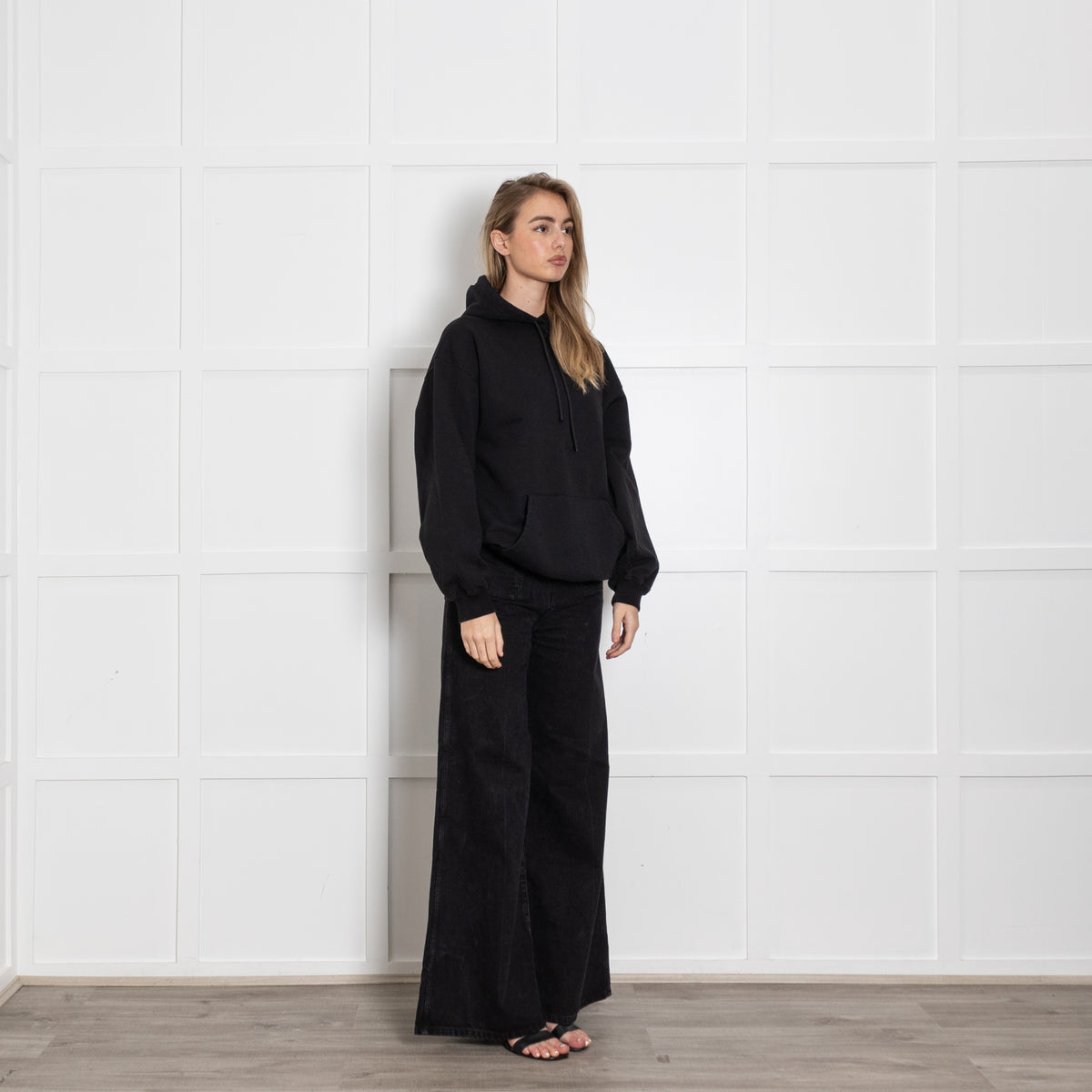 Balenciaga Black Hoodie With White Logo On Back