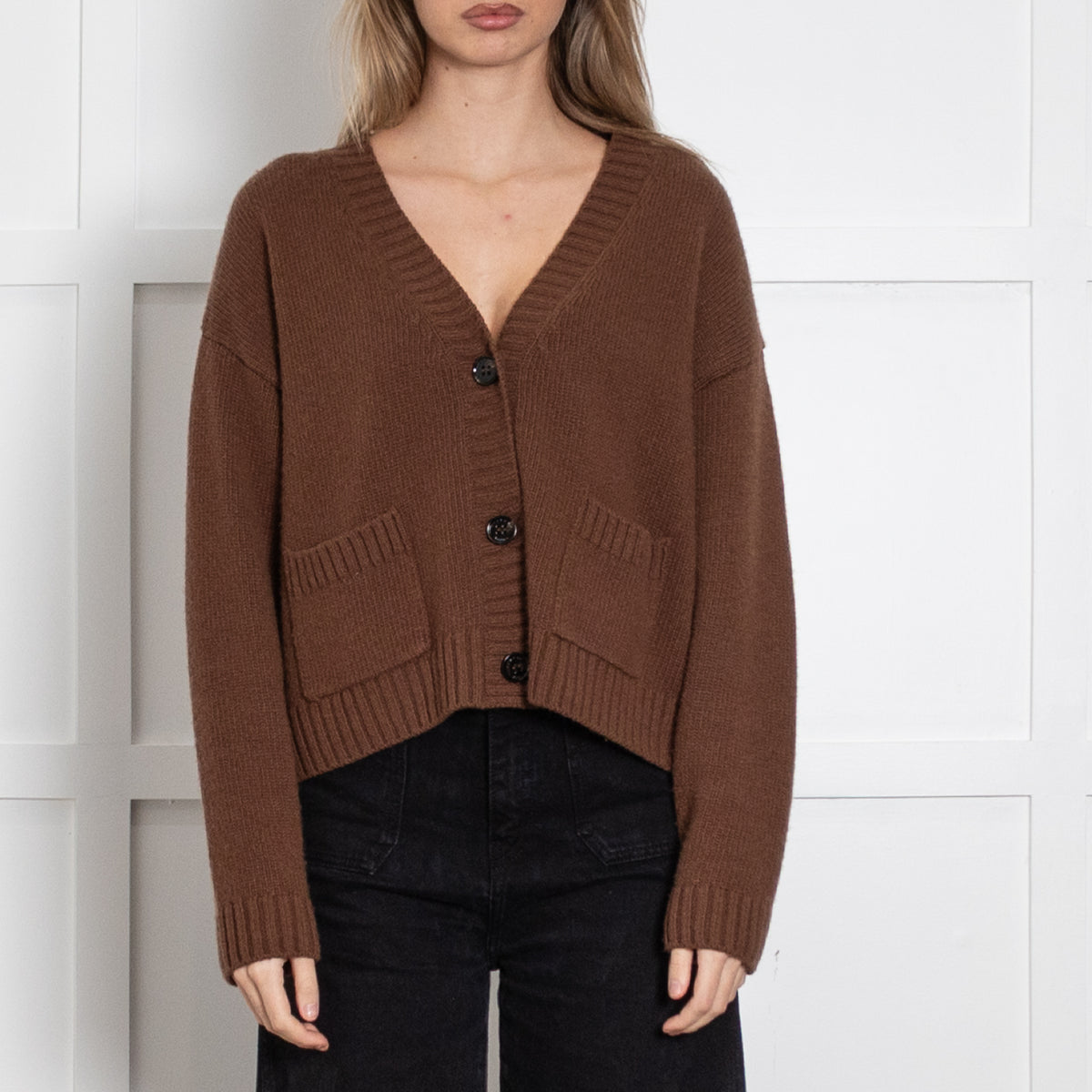 Weekend Maxmara Brown V Neck Cashmere Cardigan