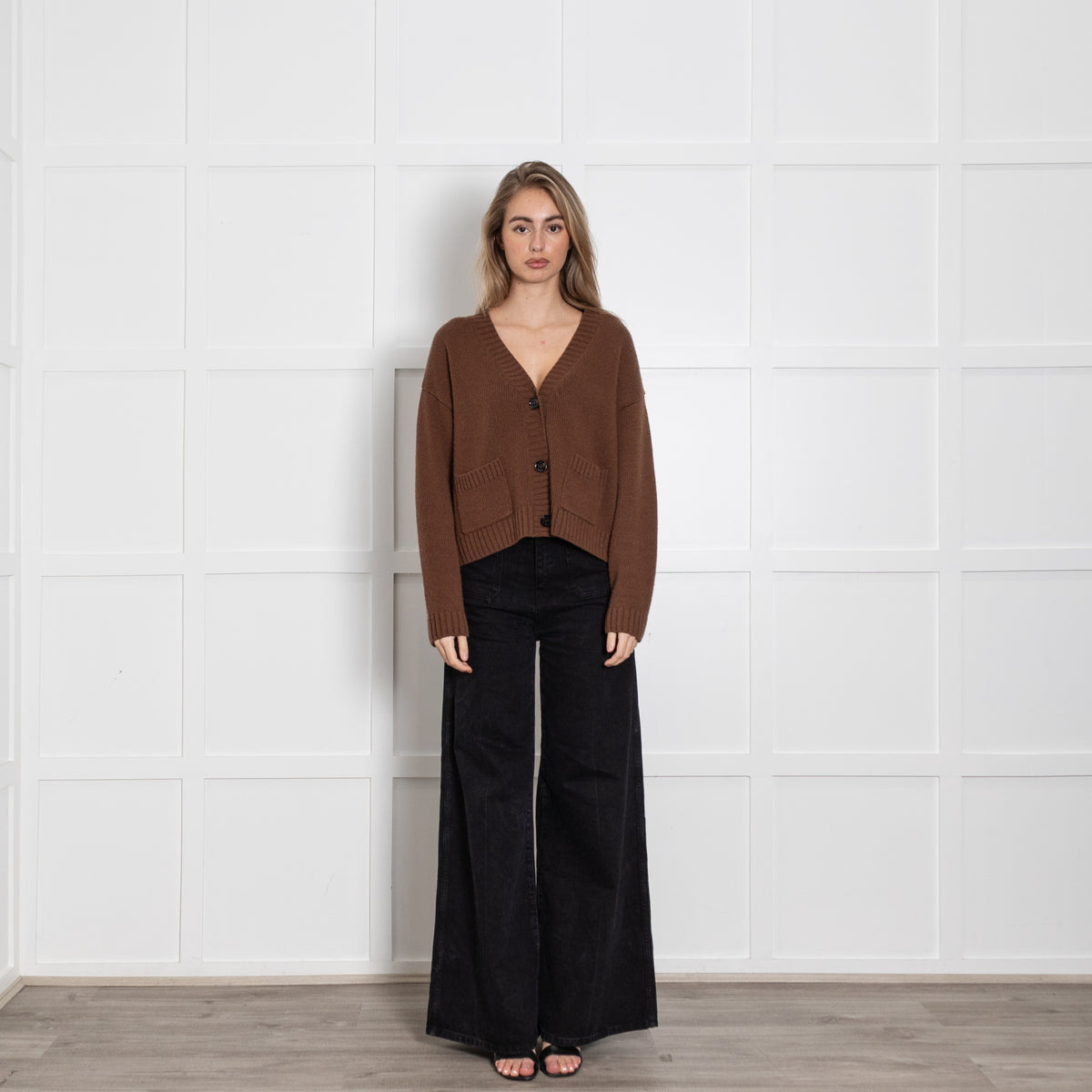 Weekend Maxmara Brown V Neck Cashmere Cardigan