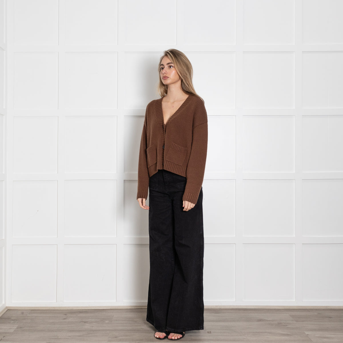 Weekend Maxmara Brown V Neck Cashmere Cardigan