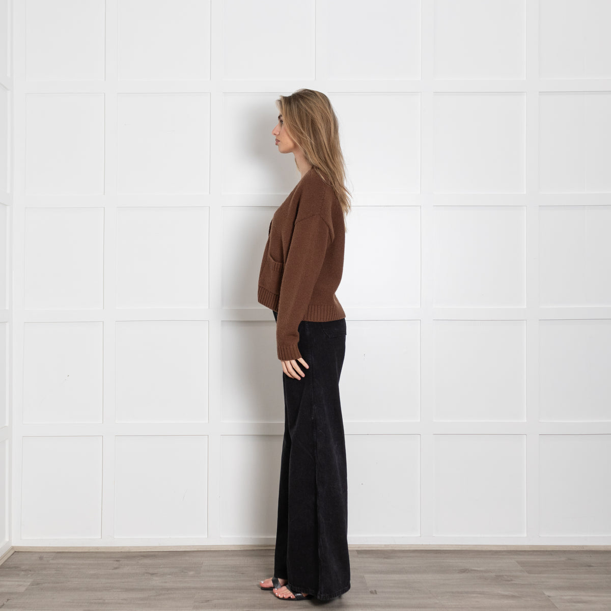 Weekend Maxmara Brown V Neck Cashmere Cardigan