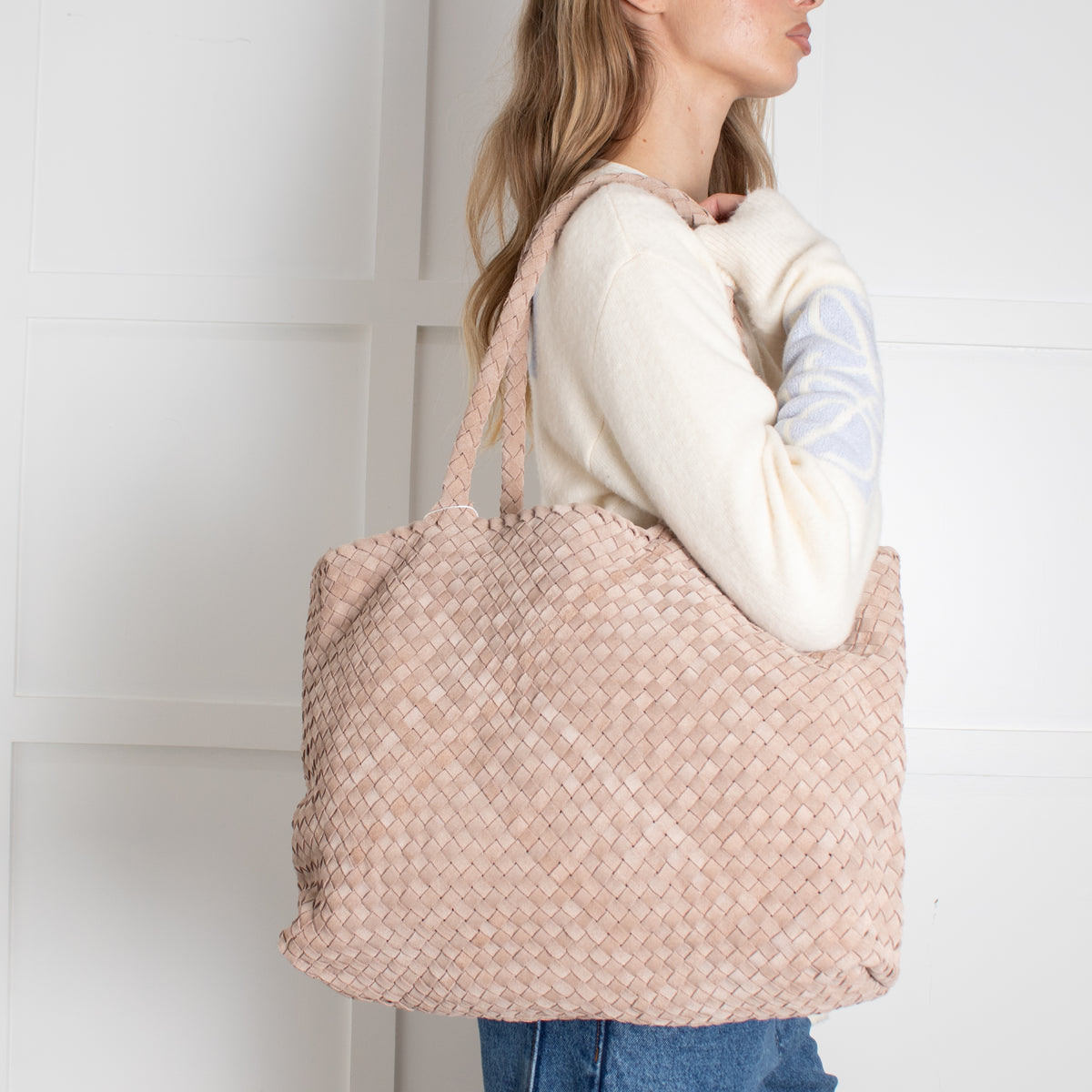 Milaner Taupe The Classic Elena Woven Handbag