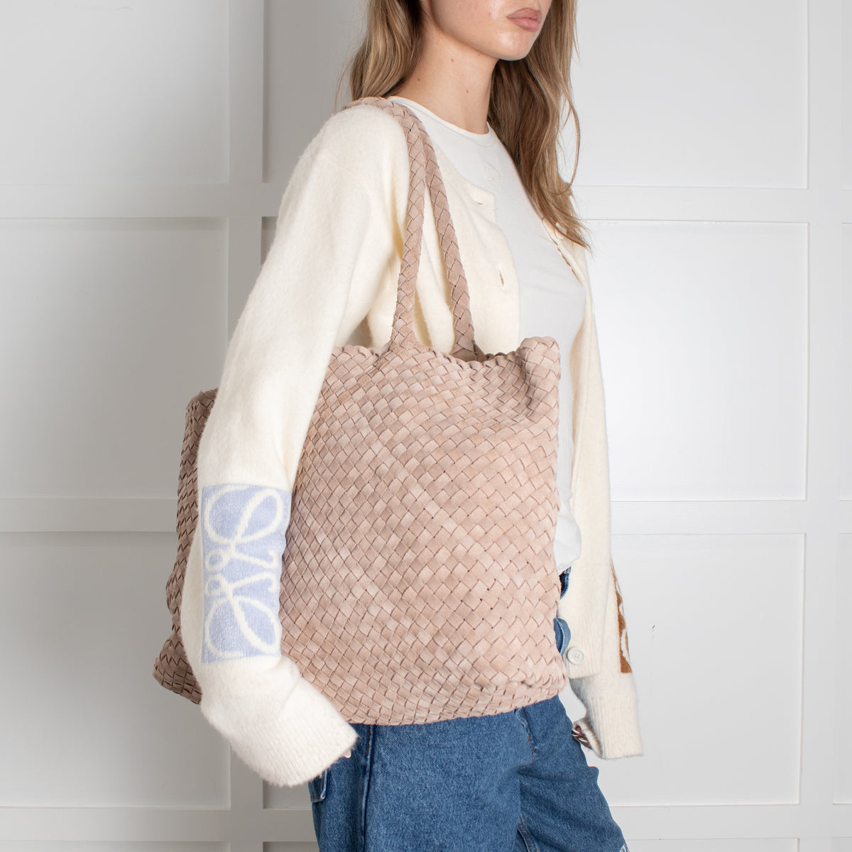 Milaner Taupe The Classic Elena Woven Handbag