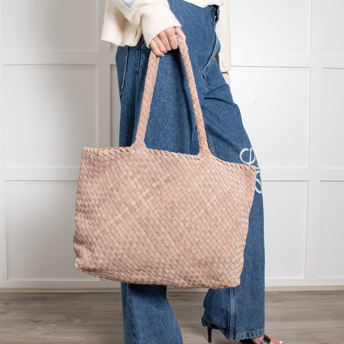 Milaner Taupe The Classic Elena Woven Handbag