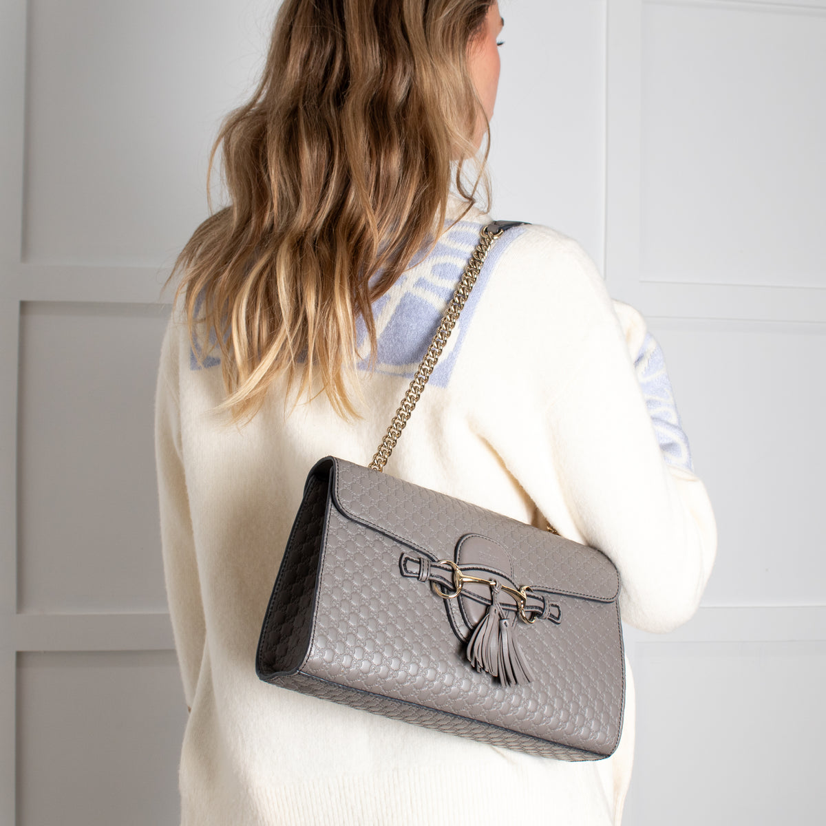 Gucci Grey Guccissima Leather Emily Medium Shoulder Bag