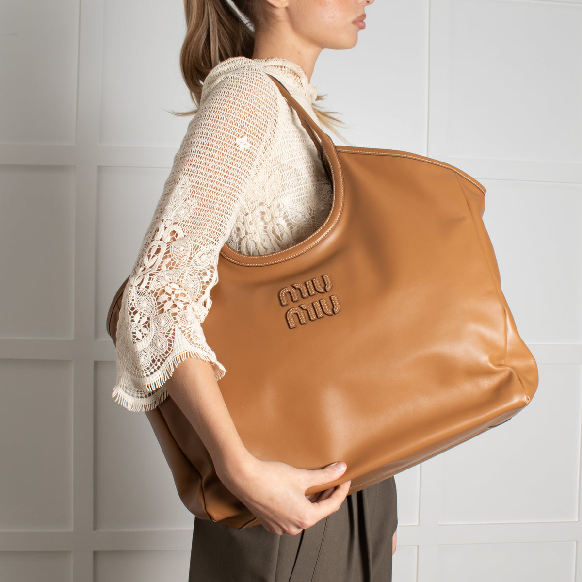 Miu Miu Brown Ivy Leather Tote