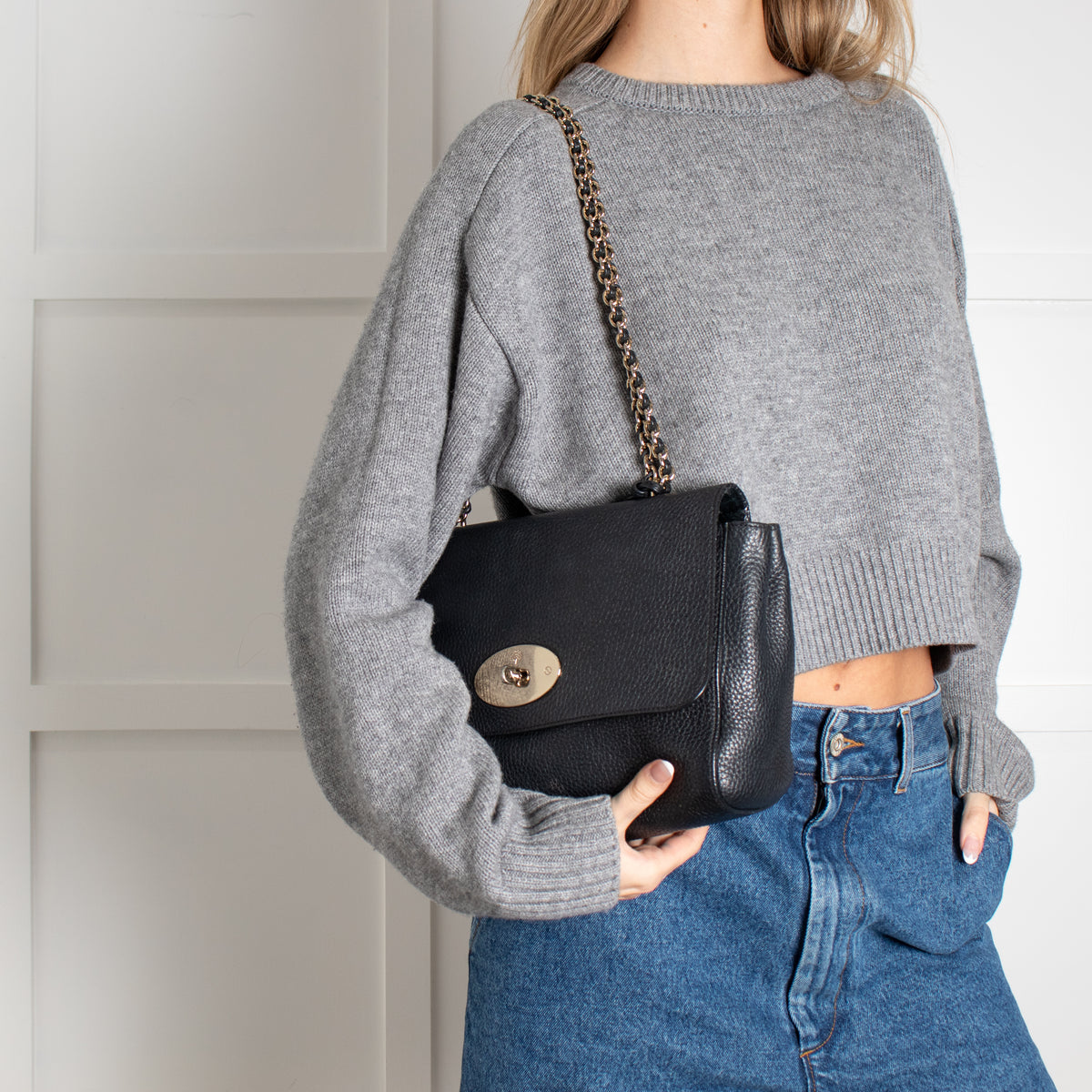 Mulberry Black Pebbled Leather Lily Bag