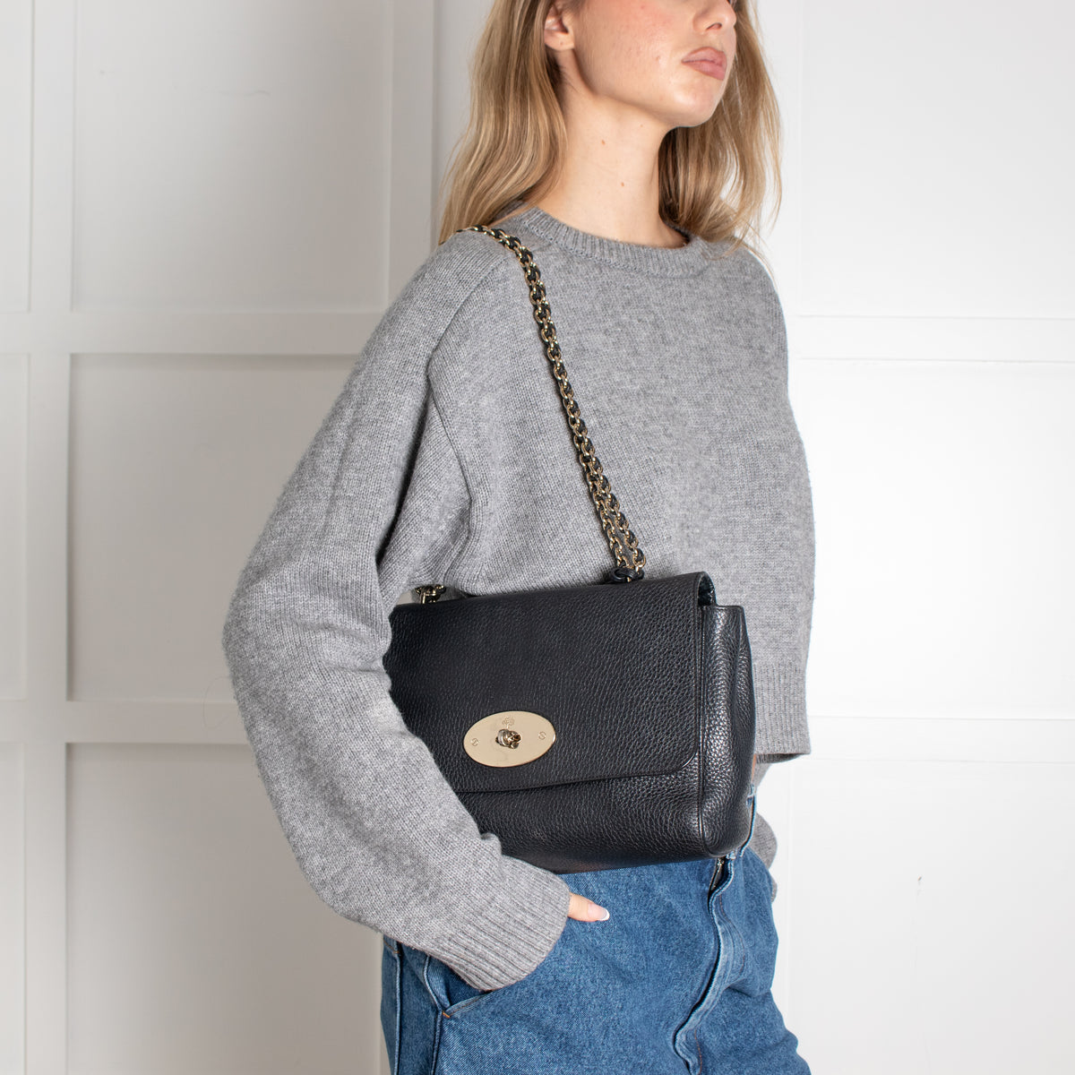 Mulberry Black Pebbled Leather Lily Bag
