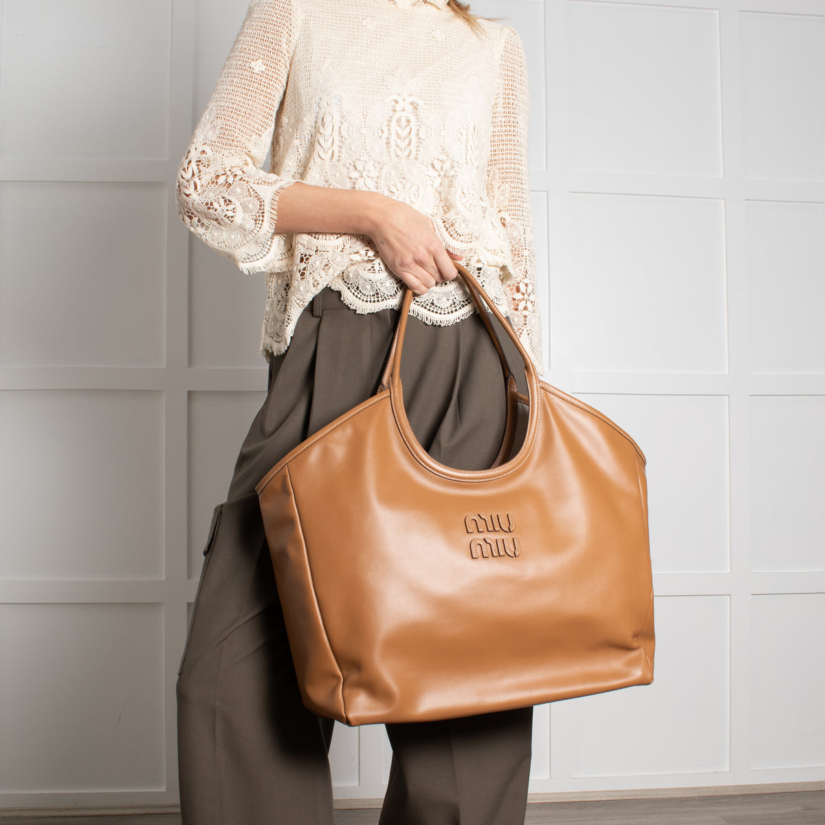 Miu Miu Brown Ivy Leather Tote