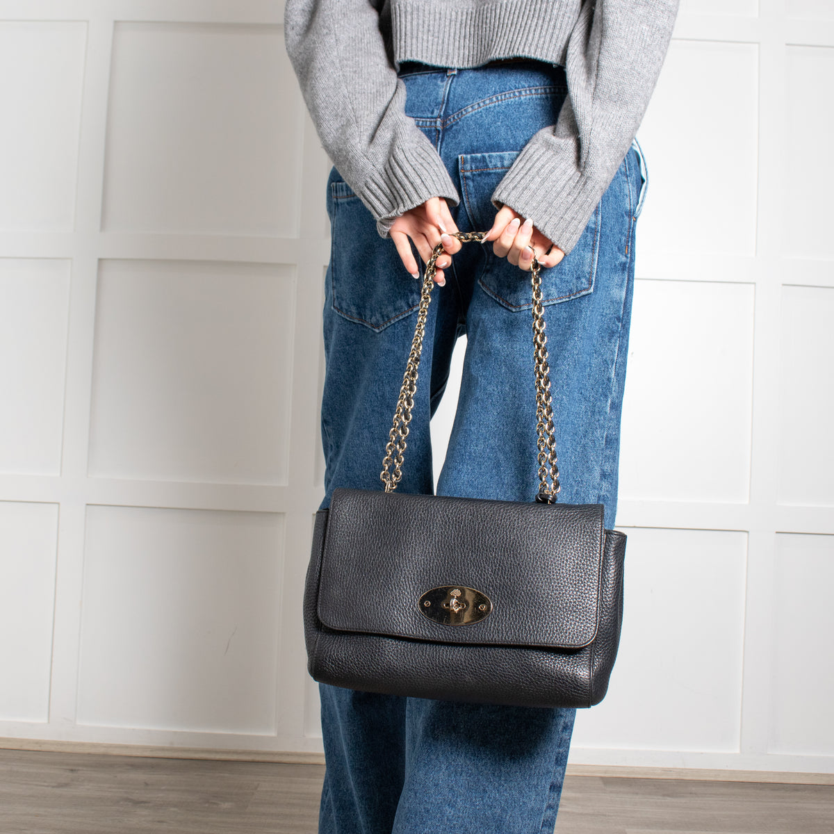 Mulberry Black Pebbled Leather Lily Bag