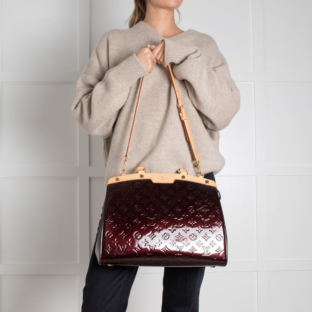 Louis Vuitton Burgundy Brea GM Patent Leather Bag