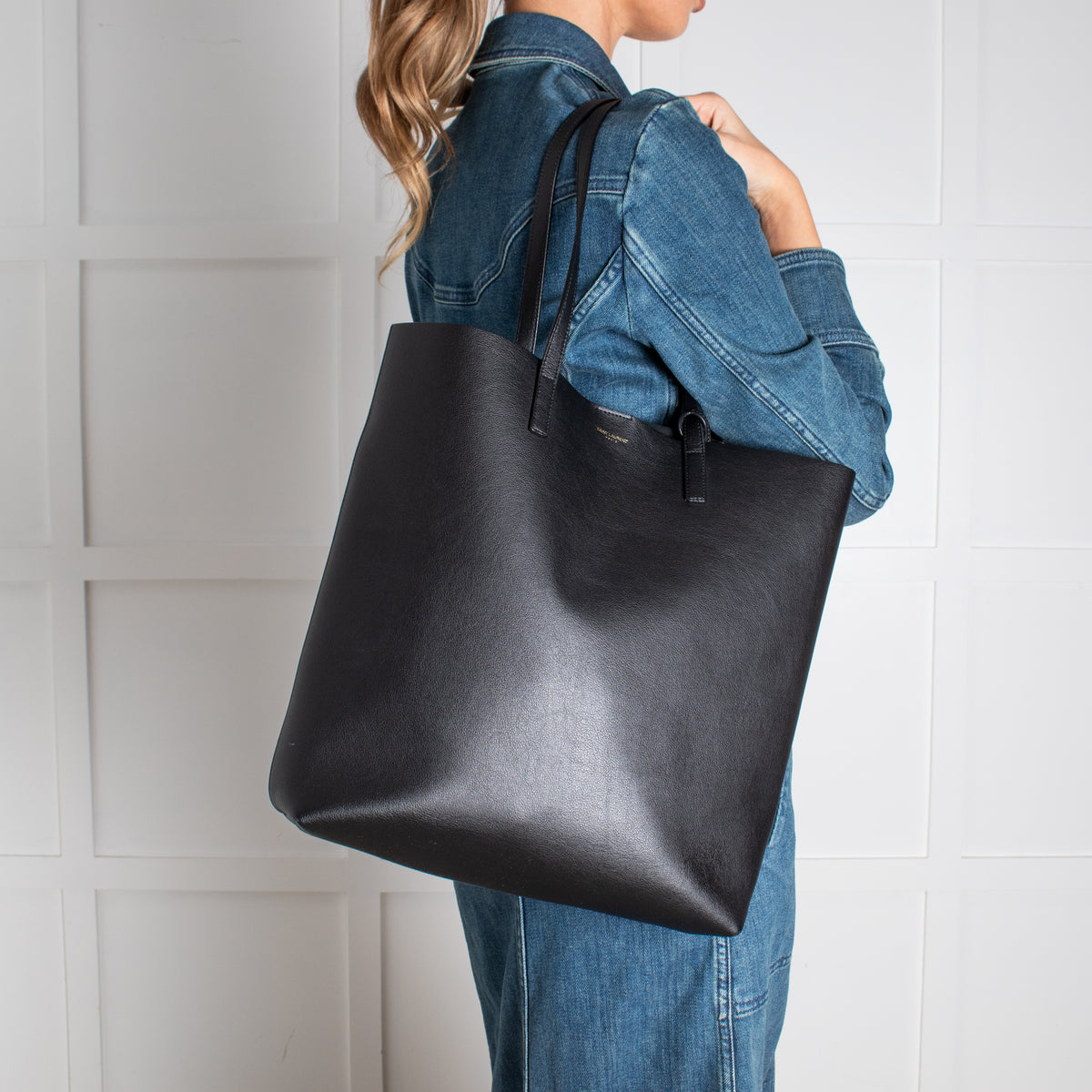 Saint Laurent Black Leather Shopping Bag