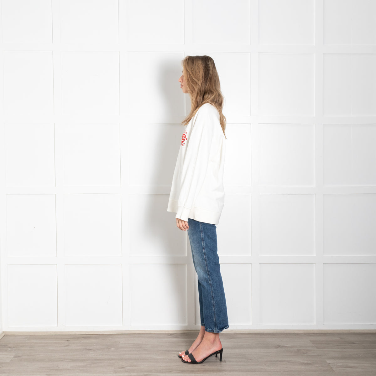 Casablanca White Boxy Sweatshirt with Red Embroidered Logo
