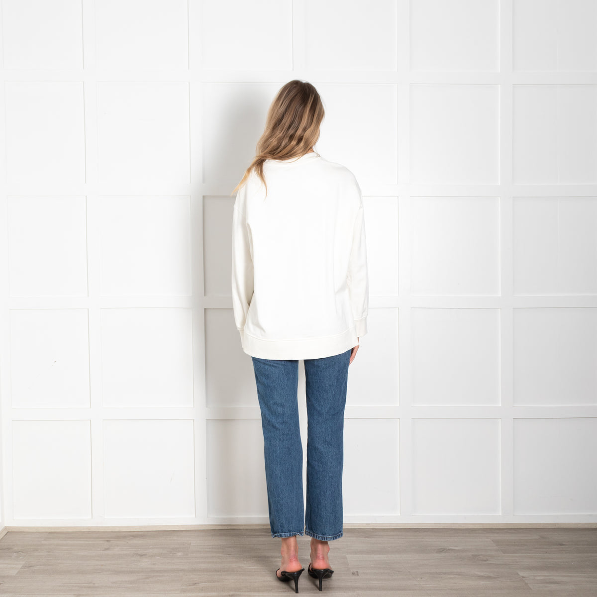 Casablanca White Boxy Sweatshirt with Red Embroidered Logo