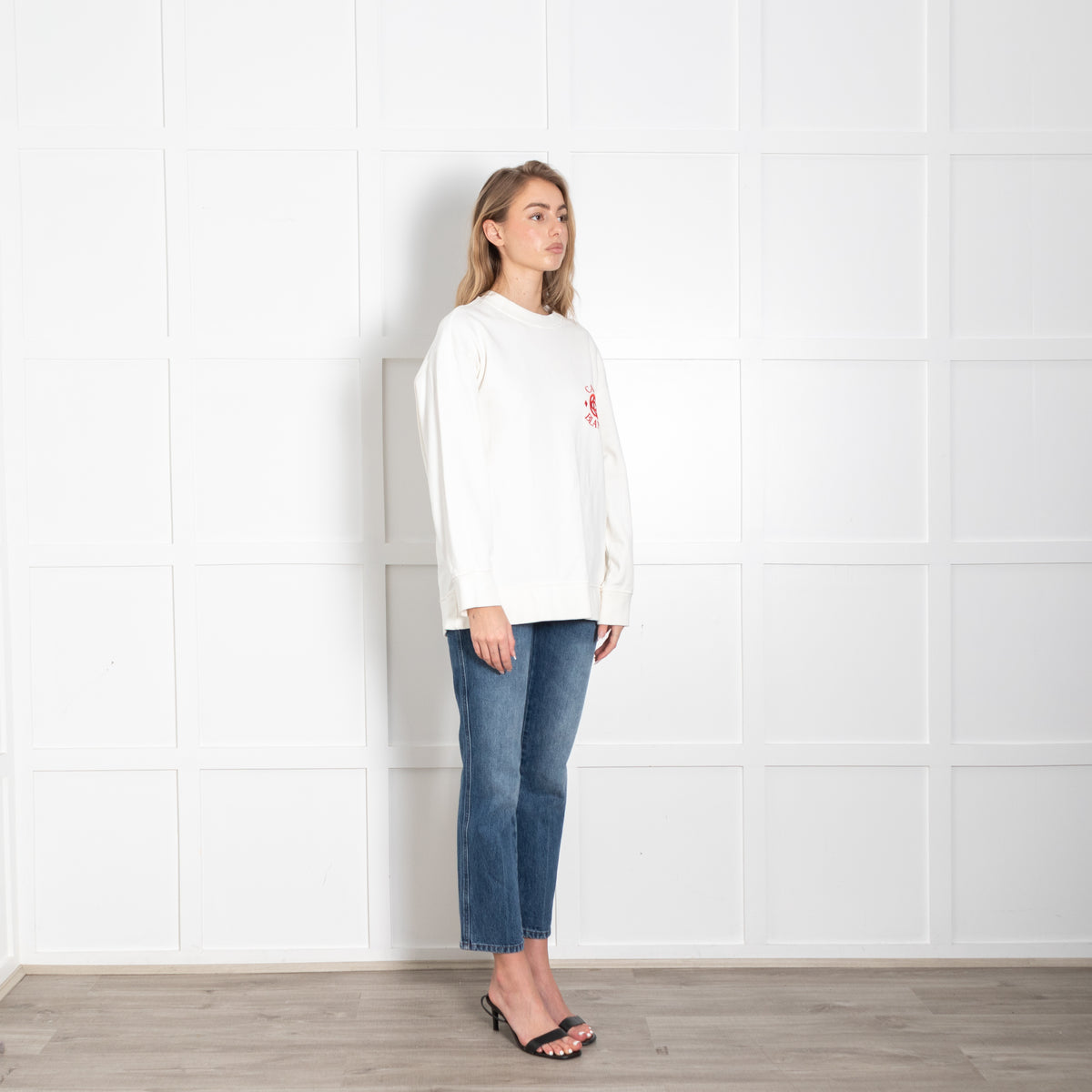 Casablanca White Boxy Sweatshirt with Red Embroidered Logo