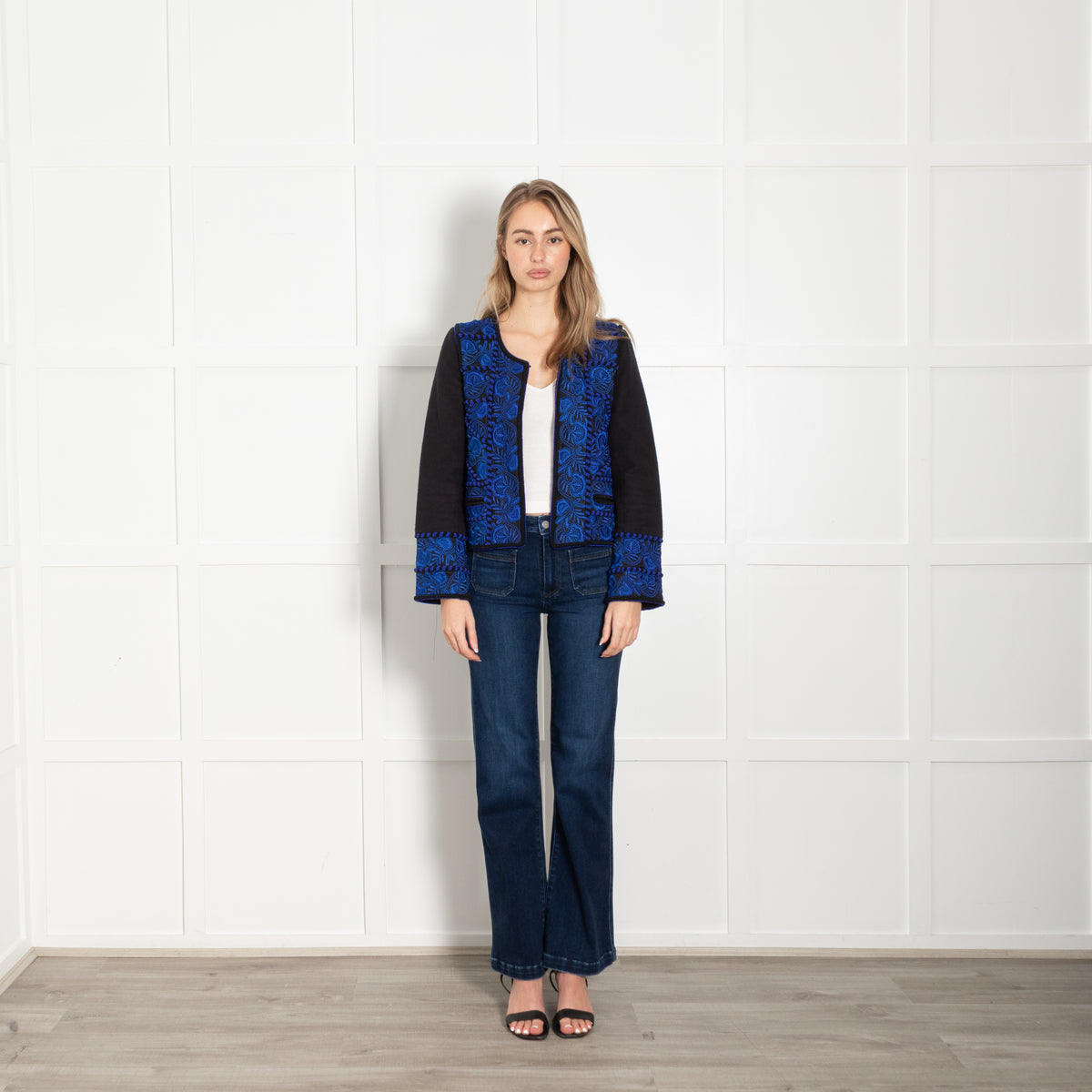 Pyrus Black and Blue Beaded Embroidered Short Jacket